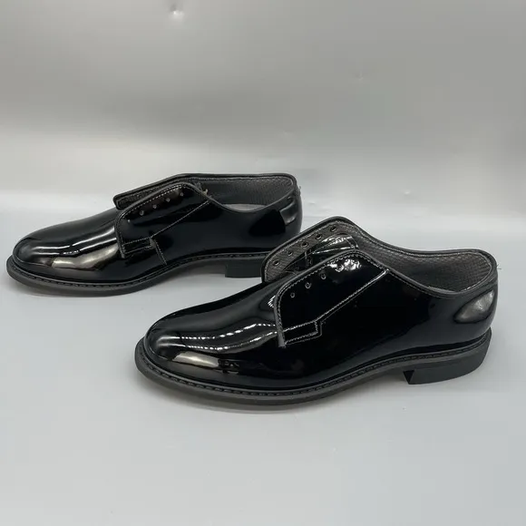 BATES High Gloss Leather Sole Shoe Mens 11D E00007 Black Uniform Military NEW