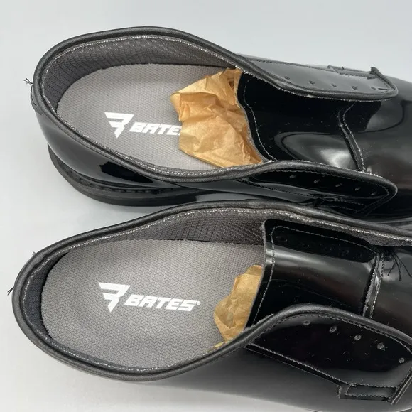 BATES High Gloss Leather Sole Shoe Mens 11D E00007 Black Uniform Military NEW