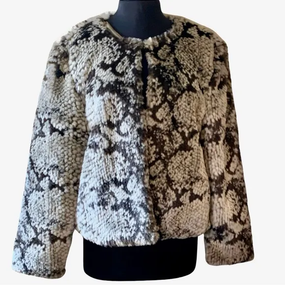 BB DAKOTA EVEREVE Faux Fur Jacket Reptile Print Size XL NWT