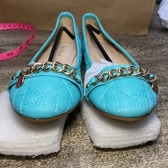 Bella Marie Teal Chain Dana Flat size 6.5
