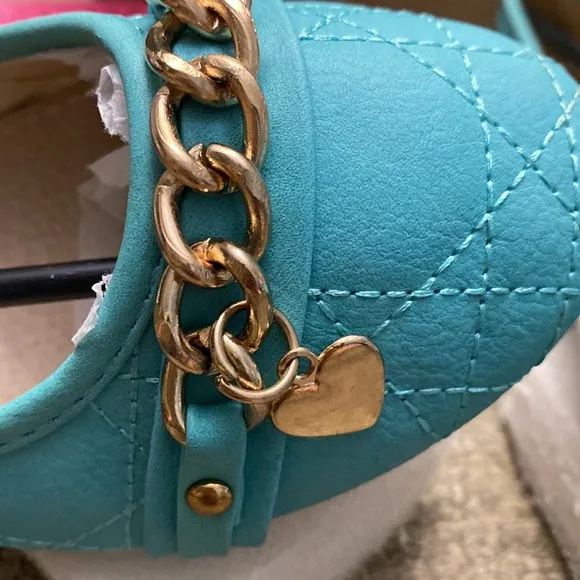 Bella Marie Teal Chain Dana Flat size 6.5