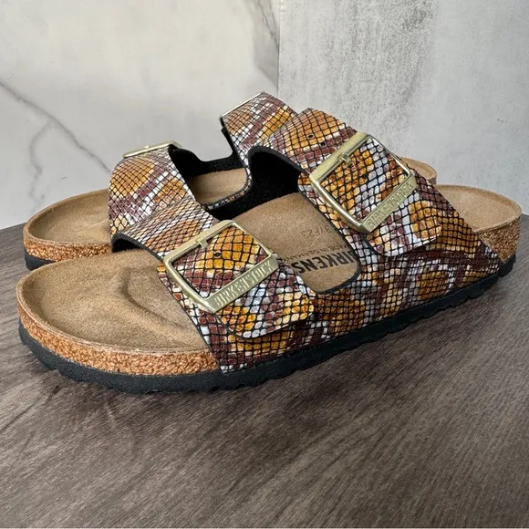 BIRKENSTOCK Arizona Python Brown Big Buckle Sandal
