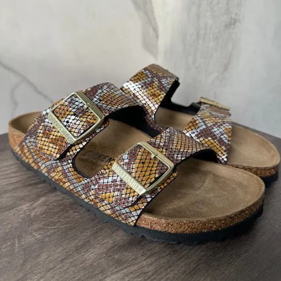 BIRKENSTOCK Arizona Python Brown Big Buckle Sandal