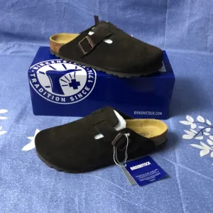Birkenstock Boston Mocha Mules Comfortable Cork Footbed - Narrow
