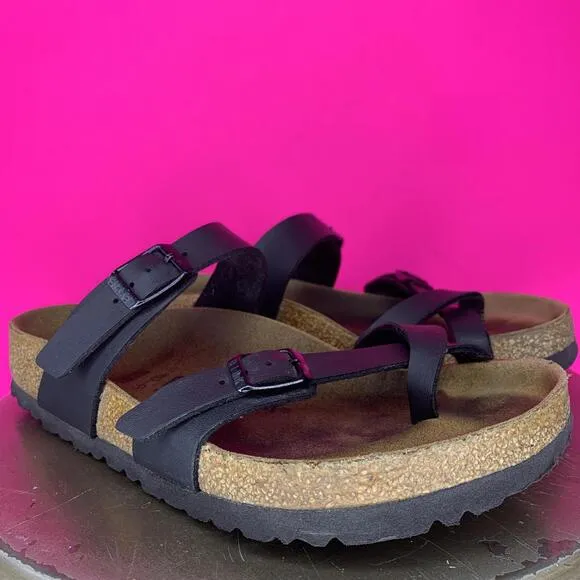 Birkenstock Mayari Black Birko-Flor Toe Loop Slip-On Sandal Sz 7