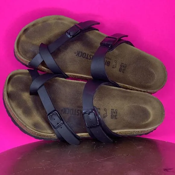 Birkenstock Mayari Black Birko-Flor Toe Loop Slip-On Sandal Sz 7