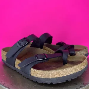 Birkenstock Mayari Black Birko-Flor Toe Loop Slip-On Sandal Sz 7
