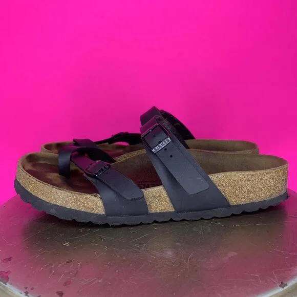 Birkenstock Mayari Black Birko-Flor Toe Loop Slip-On Sandal Sz 7