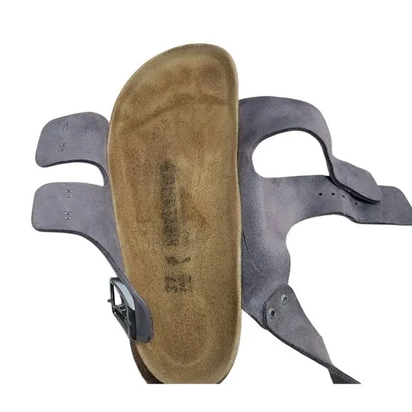 BIRKENSTOCK Milano Suede Leather Sandal Shimmery Purple Fog Flat