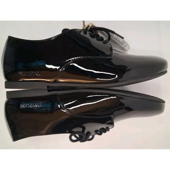Birkenstock Saunders black patent leather flats oxfords lace up shoes Sz W 5-5.5