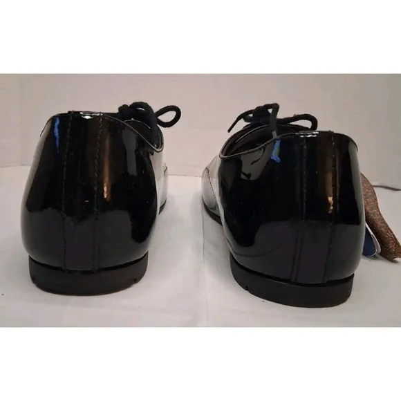 Birkenstock Saunders black patent leather flats oxfords lace up shoes Sz W 5-5.5
