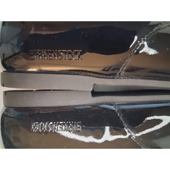 Birkenstock Saunders black patent leather flats oxfords lace up shoes Sz W 5-5.5