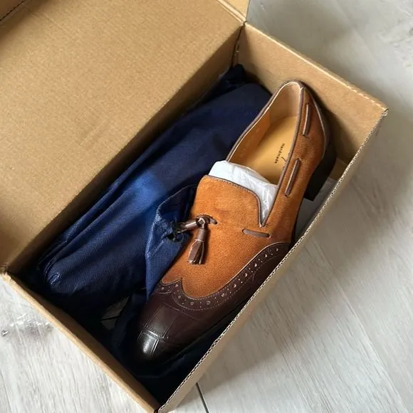 BISONOO Belleza Loafers D1027 Brown Euro 45 US 11.5 NWT in packaging