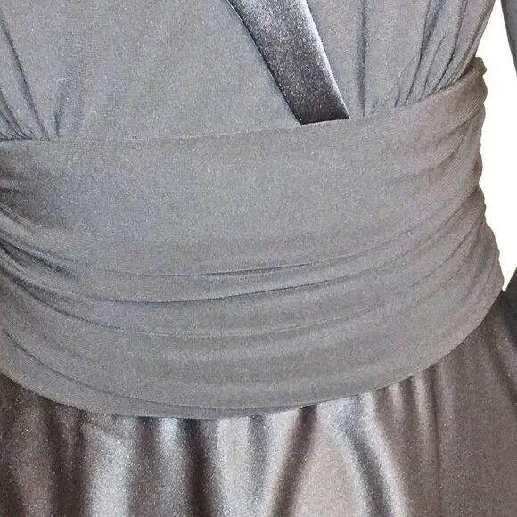 BLACK FORMAL EVENING GOWN &amp; LONG FLOOR LENGTH PARTY DRESS W/ 3/4 SLEEVE