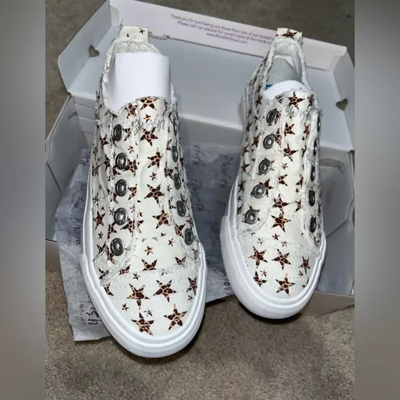 Blowfish City Kitty Wonder Star Cheetah Print Stars Frayed Tennis Shoes NEW Sz 7
