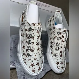 Blowfish City Kitty Wonder Star Cheetah Print Stars Frayed Tennis Shoes NEW Sz 7