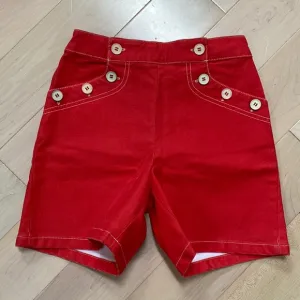 Bonpoint buttons front red denim high waist shorts