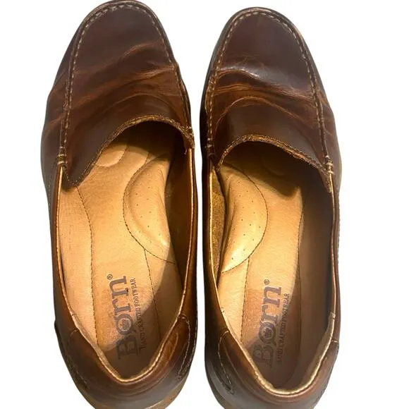 Born Men’s Liam Comfort Leather Loafer Slip-On Lightweight Brown Shoes Size 10.5