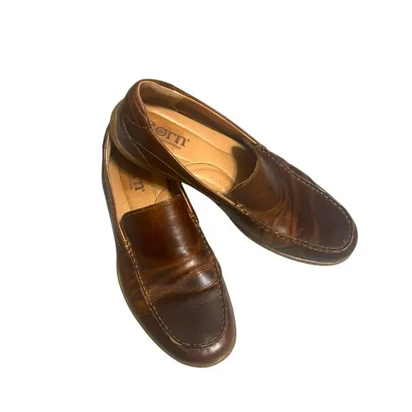 Born Men’s Liam Comfort Leather Loafer Slip-On Lightweight Brown Shoes Size 10.5