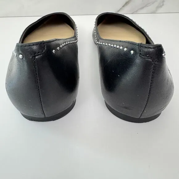 Botkier New York Women Aubrey Flat Shoe Size 7.5 Studded Leather Point Toe Black