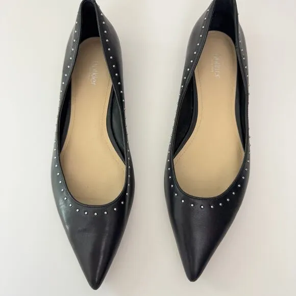 Botkier New York Women Aubrey Flat Shoe Size 7.5 Studded Leather Point Toe Black