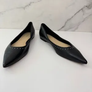 Botkier New York Women Aubrey Flat Shoe Size 7.5 Studded Leather Point Toe Black