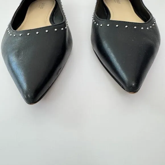 Botkier New York Women Aubrey Flat Shoe Size 7.5 Studded Leather Point Toe Black