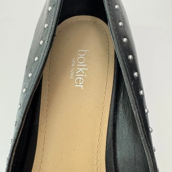 Botkier New York Women Aubrey Flat Shoe Size 7.5 Studded Leather Point Toe Black