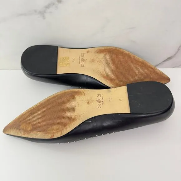 Botkier New York Women Aubrey Flat Shoe Size 7.5 Studded Leather Point Toe Black