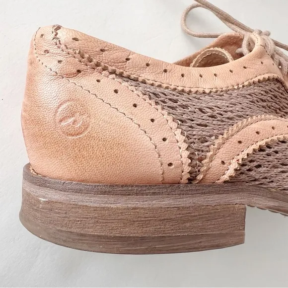 Bronx Oxford Style Lace Up Shoes Open Netting lace like neutral vintage vibes