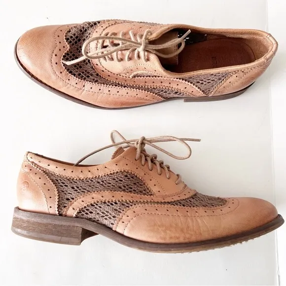 Bronx Oxford Style Lace Up Shoes Open Netting lace like neutral vintage vibes