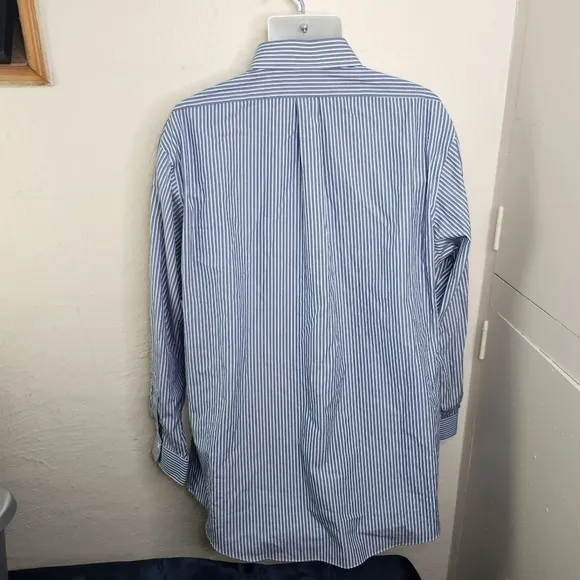 Brooks Brothers Regent Blue Striped Button Down Men Shirt Size 18 35