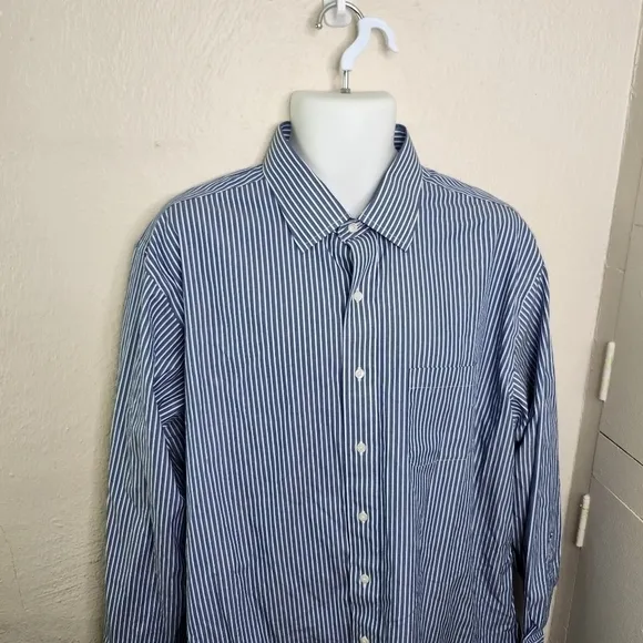 Brooks Brothers Regent Blue Striped Button Down Men Shirt Size 18 35