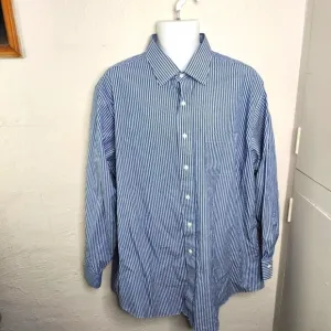 Brooks Brothers Regent Blue Striped Button Down Men Shirt Size 18 35