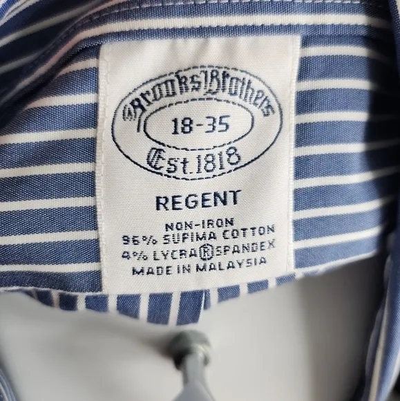 Brooks Brothers Regent Blue Striped Button Down Men Shirt Size 18 35