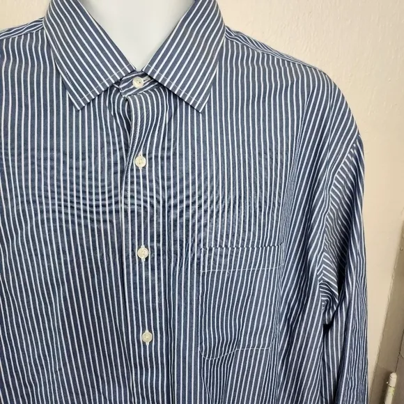 Brooks Brothers Regent Blue Striped Button Down Men Shirt Size 18 35