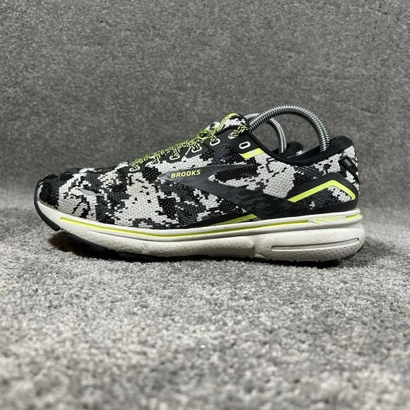 Brooks Ghost 15 White Black Camo Running Shoes 1203801B029 Womens Sz 8.5