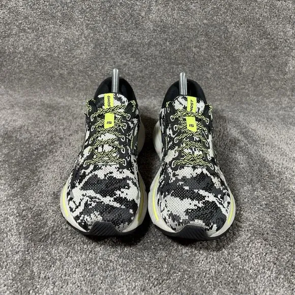 Brooks Ghost 15 White Black Camo Running Shoes 1203801B029 Womens Sz 8.5