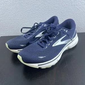 Brooks Ghost 15 Womens 9.5 Shoes Road Running Neutral Responsive Navy Blue White