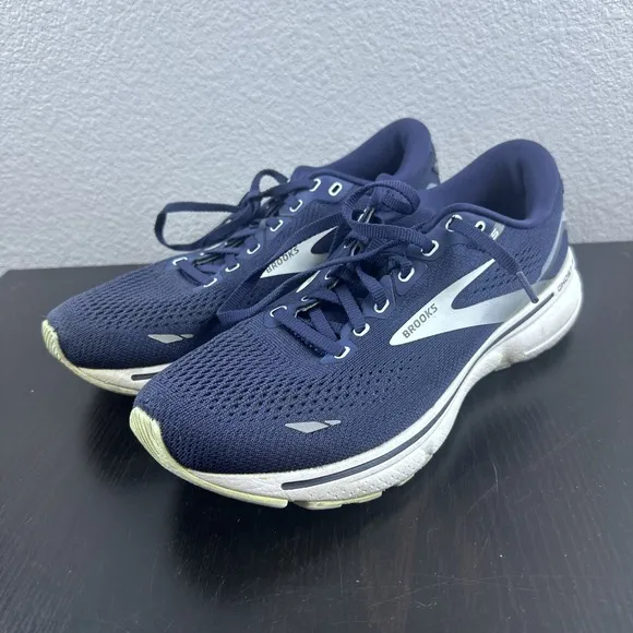 Brooks Ghost 15 Womens 9.5 Shoes Road Running Neutral Responsive Navy Blue White