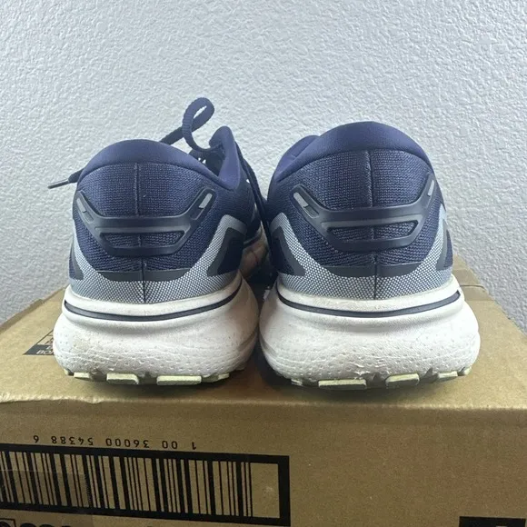 Brooks Ghost 15 Womens 9.5 Shoes Road Running Neutral Responsive Navy Blue White
