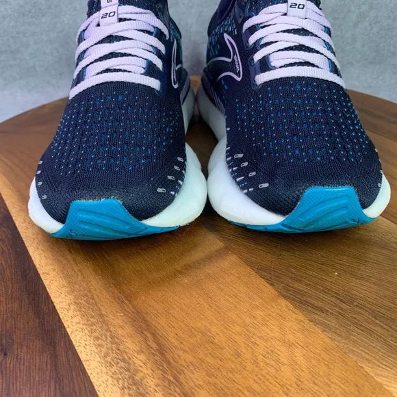 Brooks Glycerin GTS 20 Running Shoes Womens 8.5D Blue White Low Top 1203701D499
