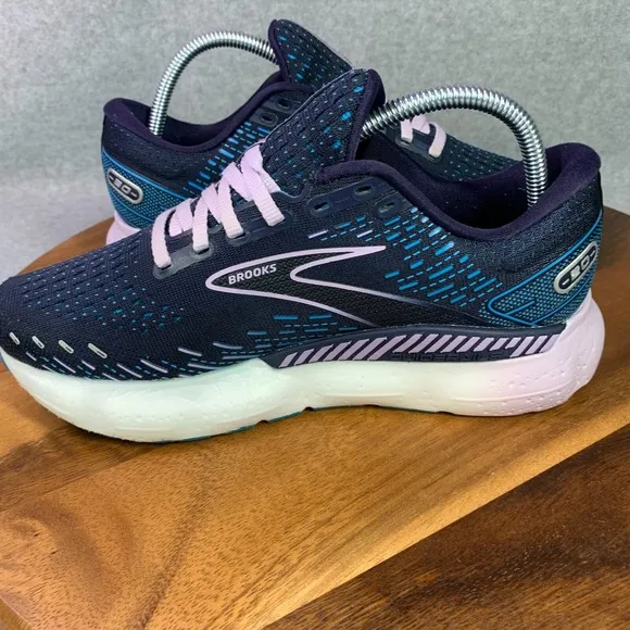 Brooks Glycerin GTS 20 Running Shoes Womens 8.5D Blue White Low Top 1203701D499