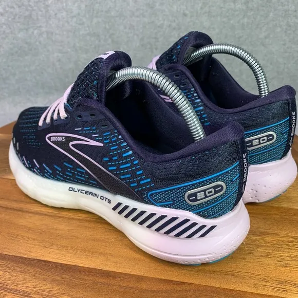 Brooks Glycerin GTS 20 Running Shoes Womens 8.5D Blue White Low Top 1203701D499
