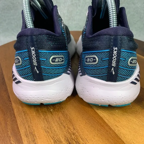 Brooks Glycerin GTS 20 Running Shoes Womens 8.5D Blue White Low Top 1203701D499