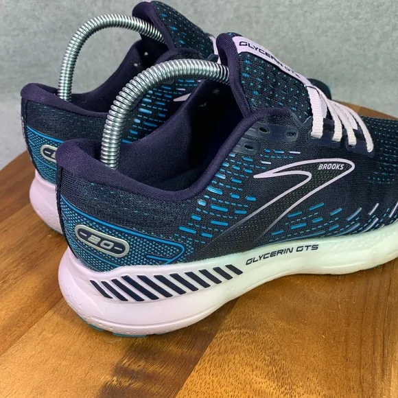 Brooks Glycerin GTS 20 Running Shoes Womens 8.5D Blue White Low Top 1203701D499