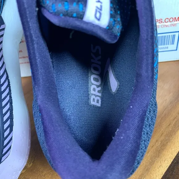 Brooks Glycerin GTS 20 Running Shoes Womens 8.5D Blue White Low Top 1203701D499