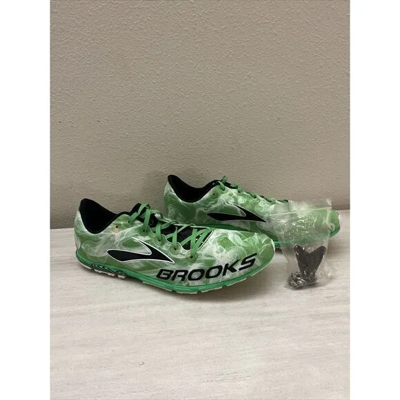 BROOKS MACH 15 MENS SZ 13 GREEN CROSS COUNTRY FLAT RUNNING SHOES