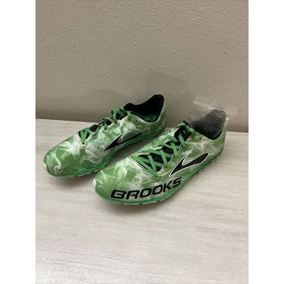 BROOKS MACH 15 MENS SZ 13 GREEN CROSS COUNTRY FLAT RUNNING SHOES