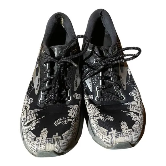 Brooks Mens Ghost 14 Running Sneakers Black Silver Gray Size 9 Medium